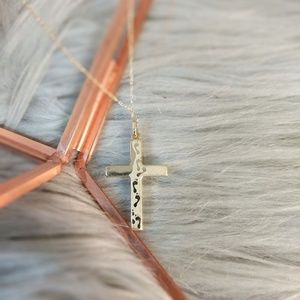 14k gold cross with footprints